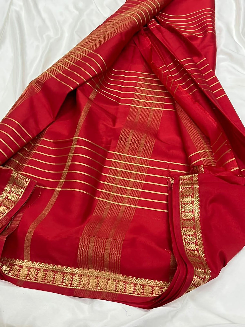 Mysore Silk Saree Ready to Wear With Elegant Double Zari Border Running Blouse
