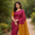 Silk Blend Ready to Wear Saree With Madhubani Print Contrast Pallu