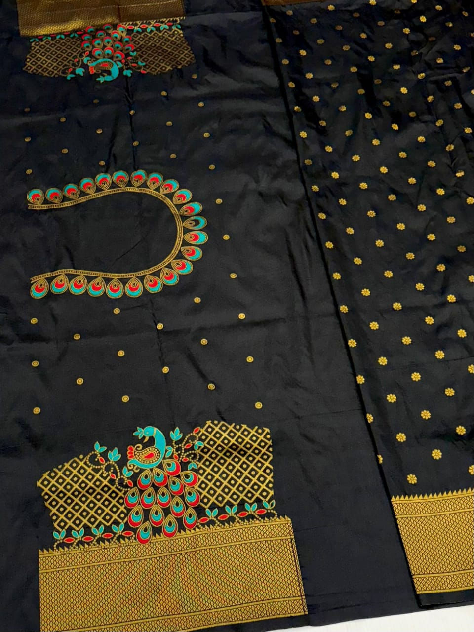 Semi Silk Paithani Ready to Wear Saree with Zari Border Meenakari Pallu