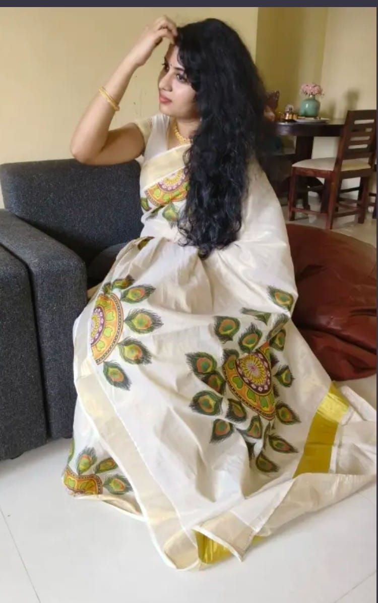 Pure Tissue Kasavu Saree Ready to Wear With Mural Painting Multiple Designs