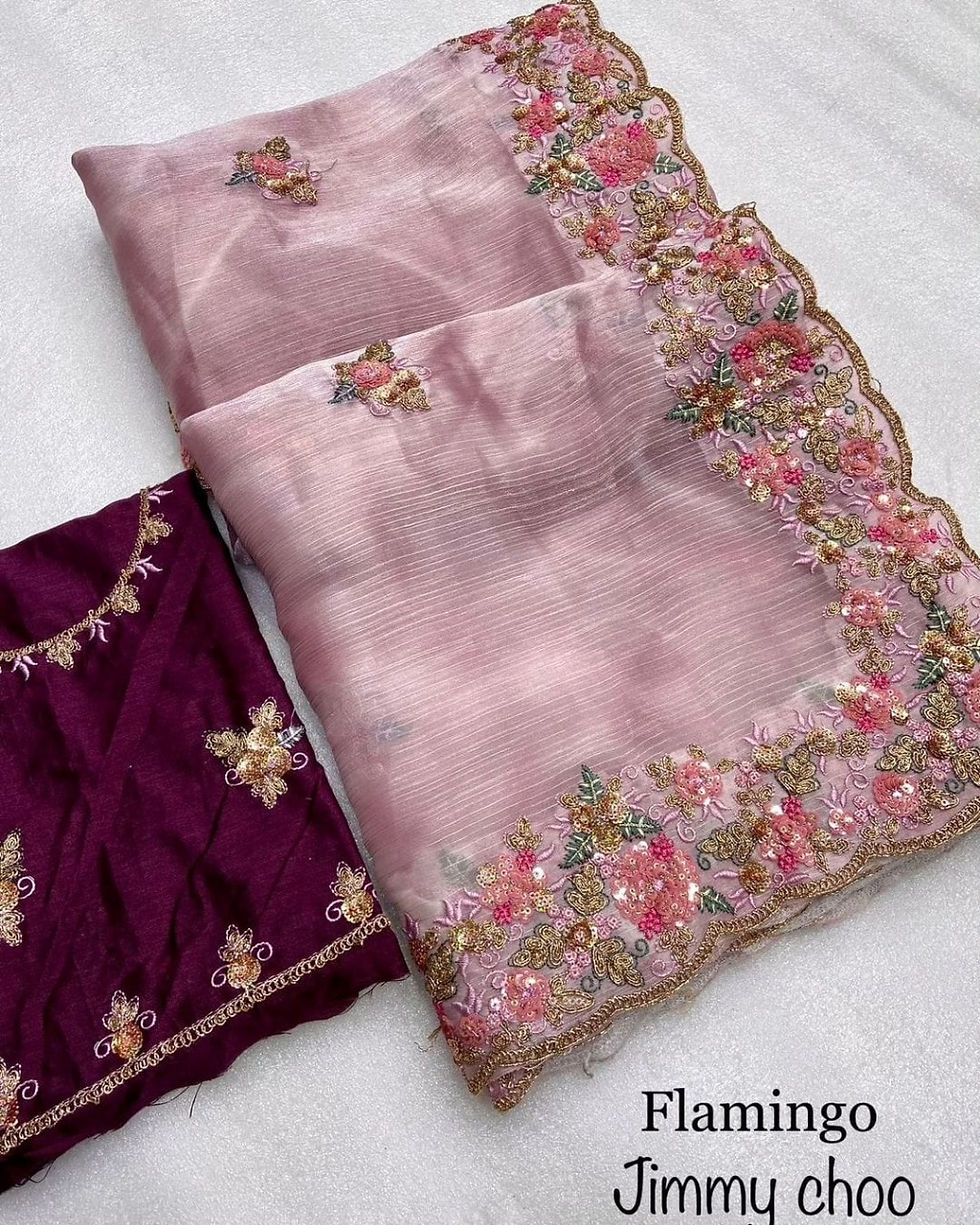 Jimmy Choo Saree, One Minute Saree With Sequin and Embroidery