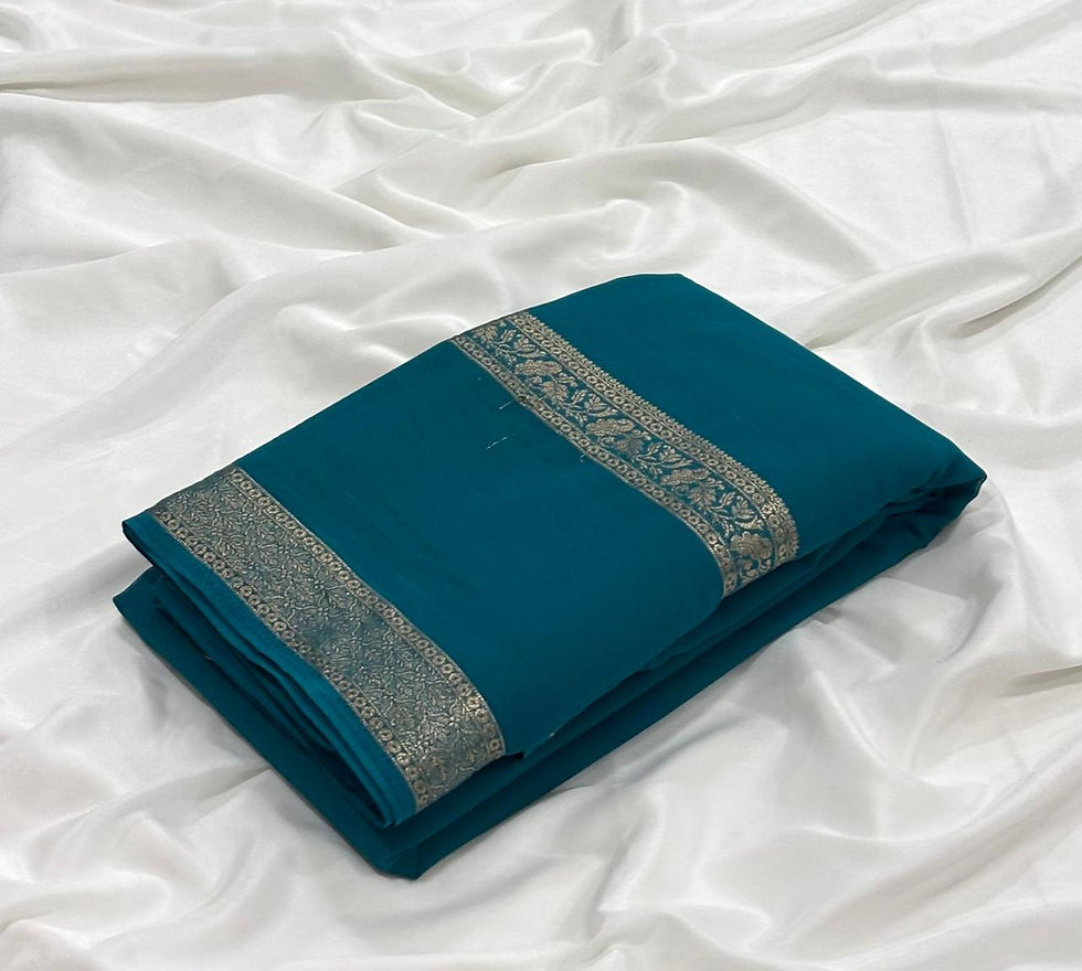 Mysore Dani Georgette Ready to Wear Saree with Zari Bentex Border Running Blouse