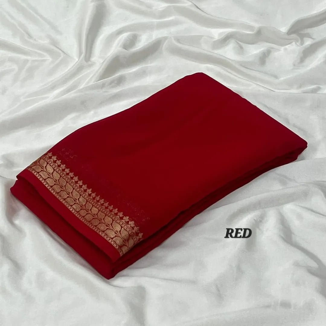 Exclusive Mysore Dani Chiffon Ready-to-Wear Saree with Gold Jari Border & Pallu