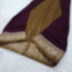 Burgundy Semi Mysore Crepe Ready-to-Wear Saree with Dull Gold Zari Border