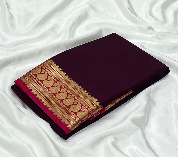 Premium Mysore Silk Ready to Wear Saree with Mango Design Border, Pallu, Blouse