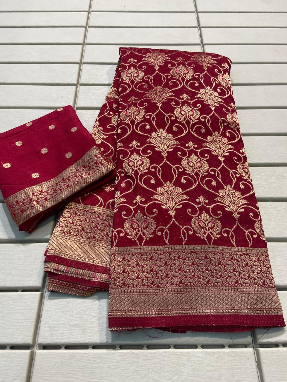 Khadi Silk Ready to Wear Saree With Full Zari Weaving and Meenakari Design