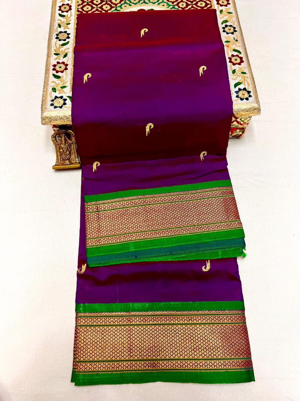 Traditional Muniya Kadiyal Paithani Ready to Wear Saree – Semi Silk