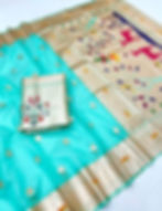 Semi Organza Tissue Silk Paithani Ready Saree with Contrast Pallu & Border