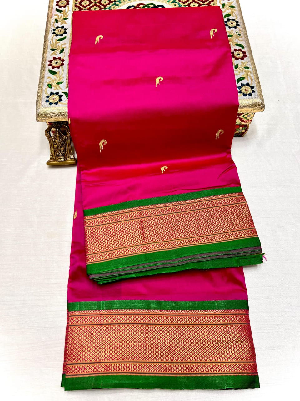 Traditional Muniya Kadiyal Paithani Ready to Wear Saree – Semi Silk