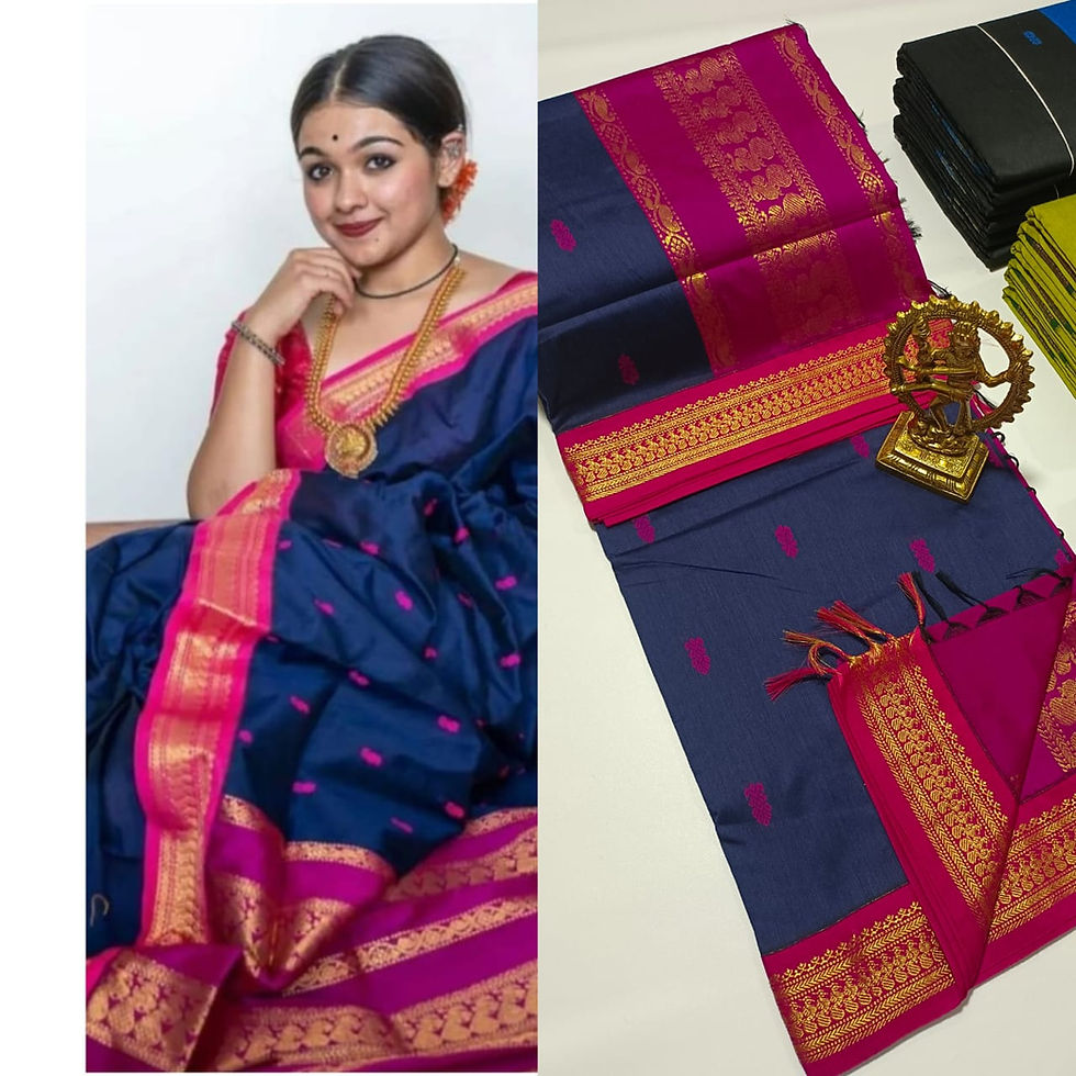 Kalyani Cotton Ready to Wear Saree Navy Blue