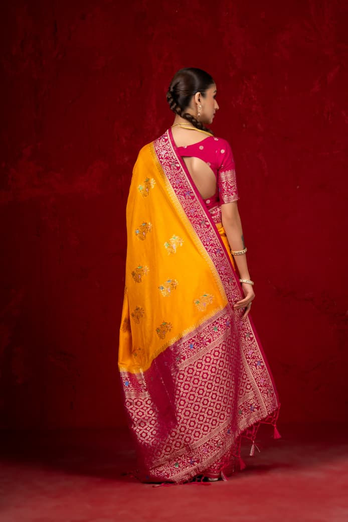 Banarasi Crepe Georgette Ready to Wear Saree with Meena Jacquard Weaving