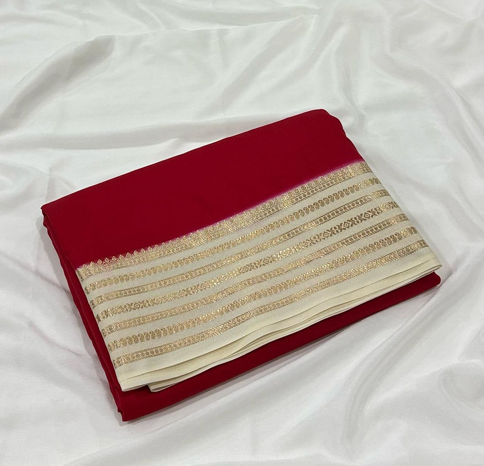 Premium Semi Mysore Crepe Silk Ready-to-Wear Saree with Zari Border & Blouse
