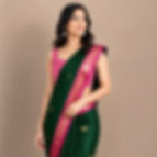 Silk Cotton Blend Paithani Ready-to-Wear Saree with Contrast Zari Border & Pallu