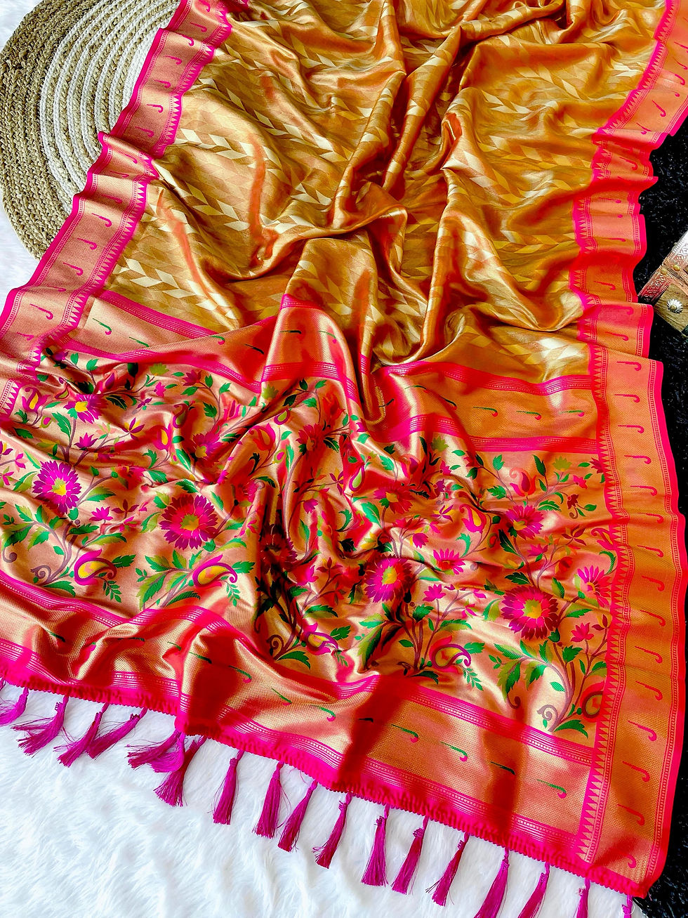 Orange Color Paithani Saree Ready to Wear in Soft Tissue Silk Fabric and Grand Pallu