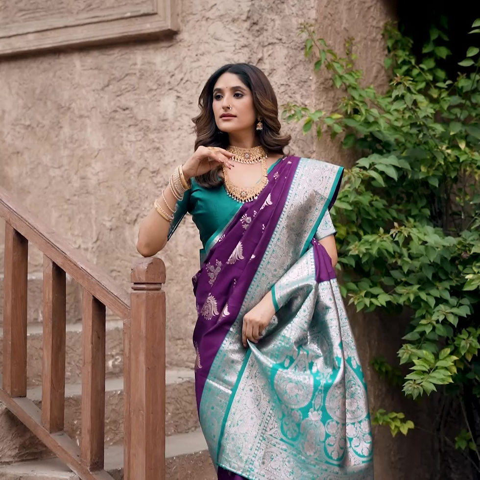 Banarasi Silk Ready to Wear Saree, Royal Purple, Grand Meenakari Zari Weave