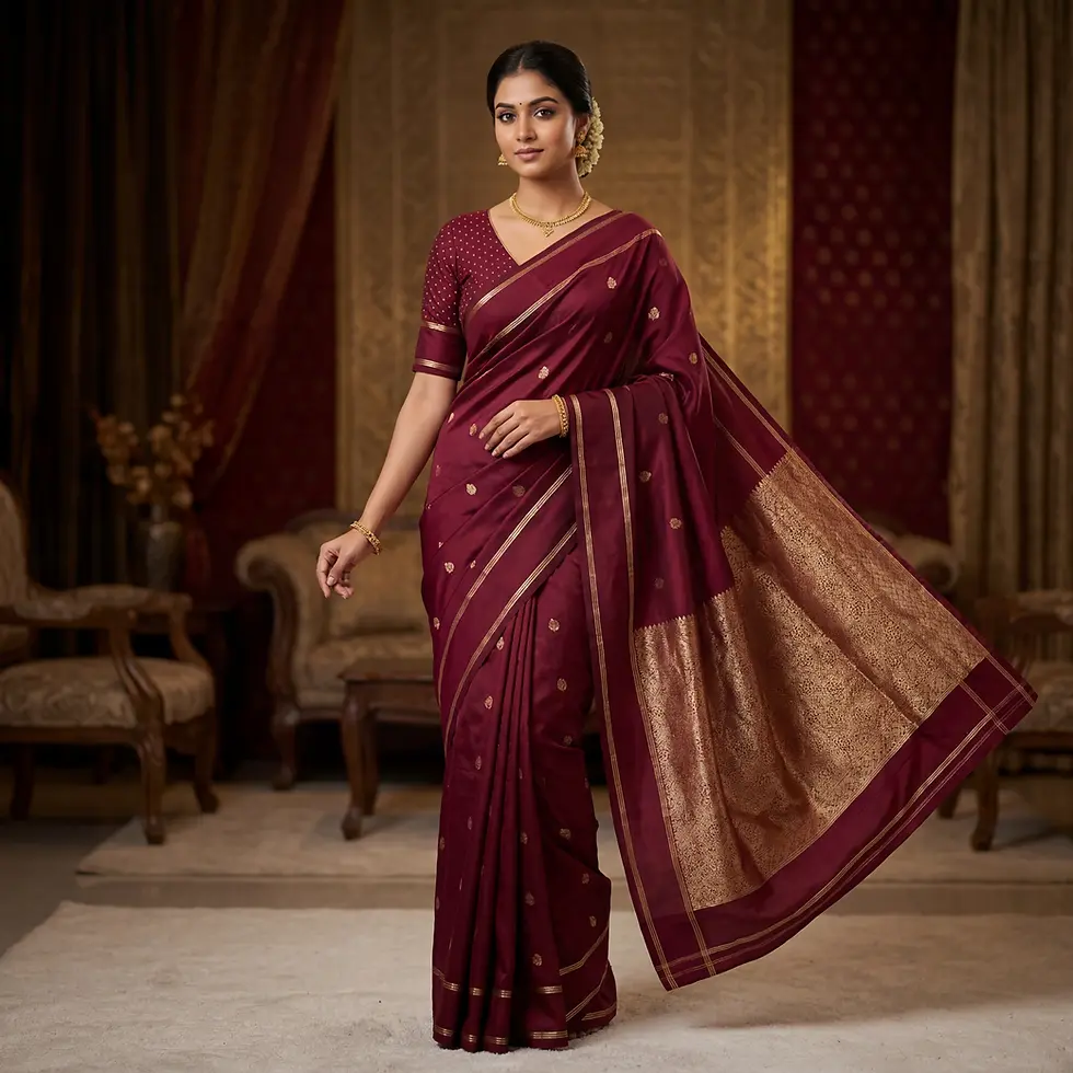 Premium Gajji Silk Ready-to-Wear Saree, Peacock Zari Motifs & Grand Zari Pallu