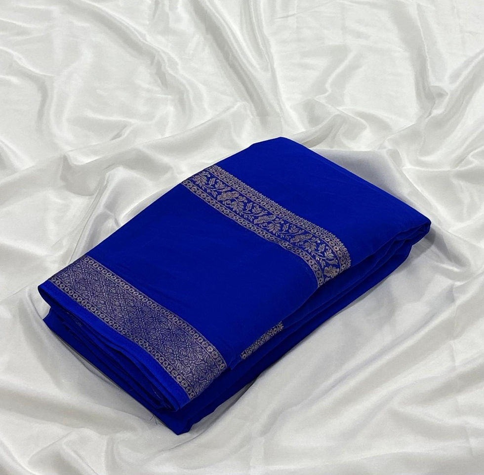 Mysore Dani Georgette Ready to Wear Saree with Zari Bentex Border Running Blouse