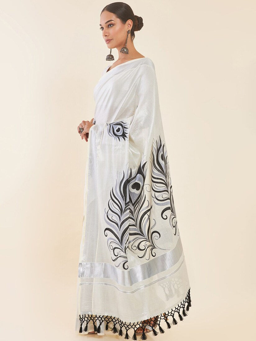 Onam Saree Ready to Wear, Kasavu Tissue Embroidery, Varied Designs