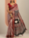 Striped Dola Silk Ready-to-Wear Saree with Zari Border & Ajrakh Print Pallu