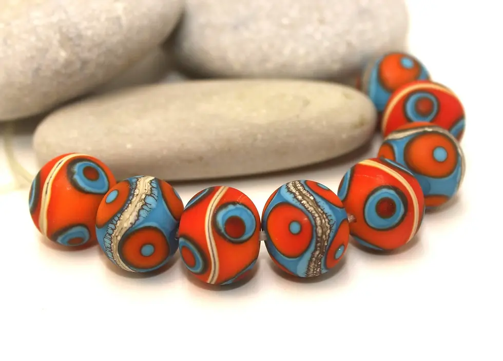 Artisan glass beads 14mm
