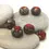 Thumbnail: Red rondelle beads 12mm with lava textured