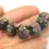 Thumbnail: Black rondelle beads 12mm with lava textured