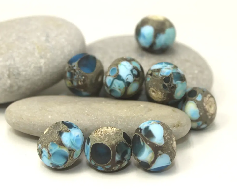 Etched nuggets beads