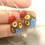 Thumbnail: Turquoise etched pair lampwork glass bead 14mm