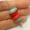 Thumbnail: Red etched pair glass bead 14mm