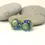Thumbnail: Green-Blue pair glass beads with raised dots 14mm