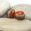 Thumbnail: Red etched pair glass bead 14mm