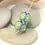 Thumbnail: Green-Blue pair glass beads with raised dots 14mm