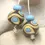 Thumbnail: Brown etched pair lampwork bead 14mm