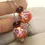 Thumbnail: Dark Orange pair lampwork glass bead 14mm