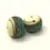 Thumbnail: Green-Ivory etched pair glass bead 14mm