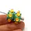 Thumbnail: Green-Yellow rondelle beads 12mm with raised dots