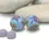 Thumbnail: Lavender etched pair lampwork glass beads 14mm
