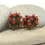 Thumbnail: Emerald pair glass beads with raised dots 14mm
