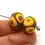 Thumbnail: Grey-Yellow etched pair glass bead 14mm