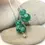 Thumbnail: Teal Green etched pair beads with polka dot 12mm