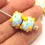 Thumbnail: Pale Blue rondelle beads 12mm with yellow raised dots