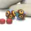 Thumbnail: Turquoise etched pair lampwork glass bead 14mm