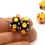 Thumbnail: Black-Yellow rondelle beads 12mm with raised dots
