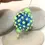 Thumbnail: Turquoise hollow glass bead with raised dots 20(22)mm