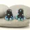Thumbnail: Dark Grey pair cone glass beads with raised dots