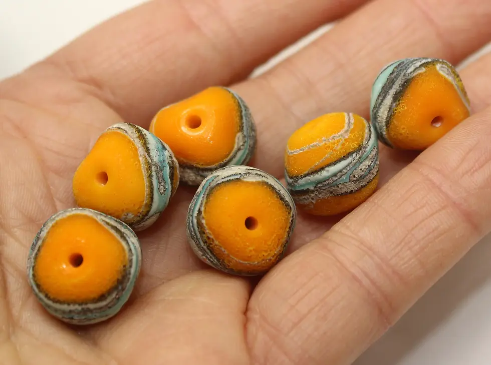 Etched nuggets beads with lava textu