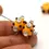 Thumbnail: Black-Yellow rondelle beads 12mm with raised dots