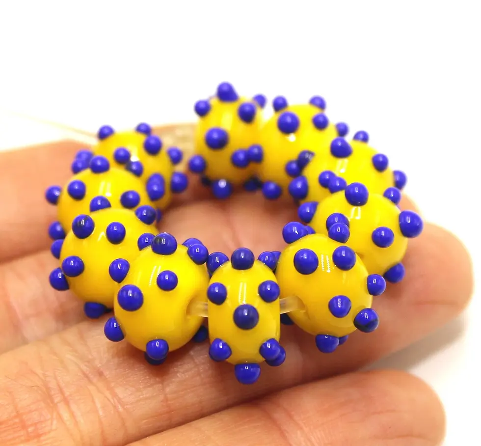 Yellow spacer beads 10mm with raised dots