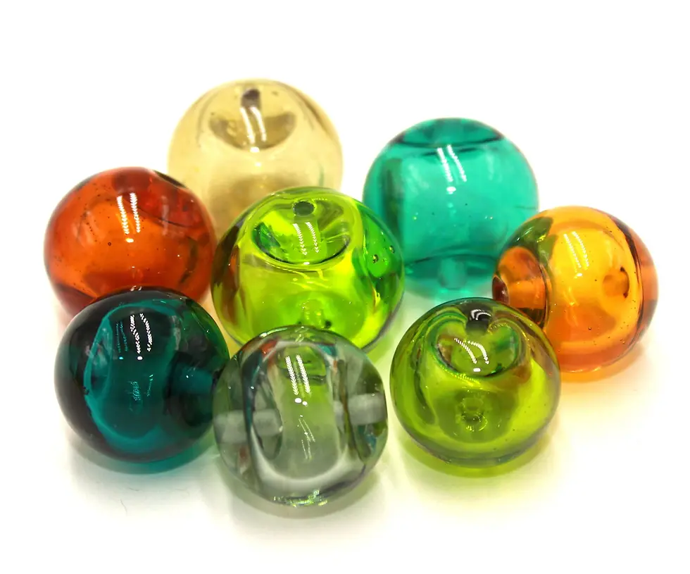 Mix hollow glass beads 22/20/18/17mm, 8pcs