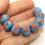 Thumbnail: Blue Turquoise rondelle glass beads 12mm with lava textured